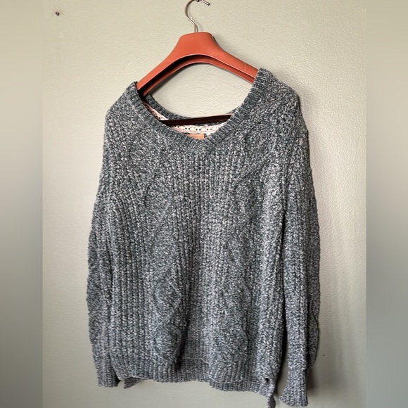 Women’s Sz M green Pol Anthropologie vneck chunky knit casual pullover sweater - Picture 4 of 9